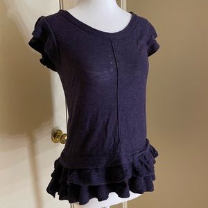 Banana Republic knit sweater short sleeved blouse in deep purple, petite XS, XSP